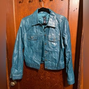 Gap Vintage Teal Leather Jacket